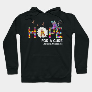 Hope For A Cure Butterfly Flower Autism Hoodie